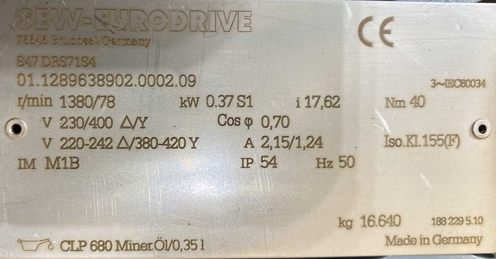 motoreduktor / przekładnia 0,37kW 78obr. 3fazowy SEW