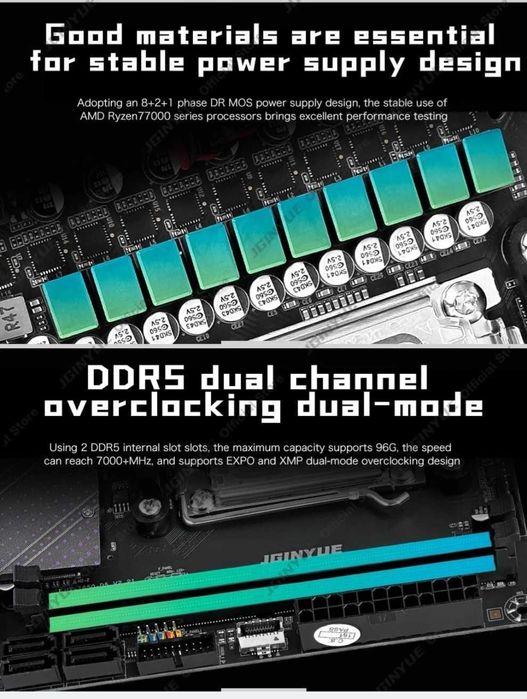 JGINYUE B650i Night Devil  Mini ITX Socket AM5 KomputeryPC