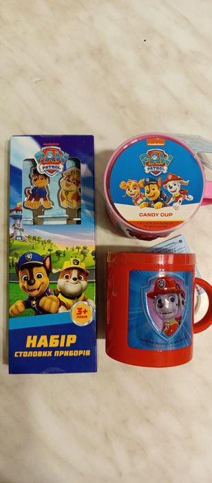 Набор столовых приборов,чашки Щенячий патруль 3+