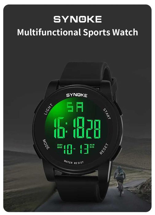Sportowy zegarek męski Synoke elektroniczny cyfrowy wodoodporny WR50