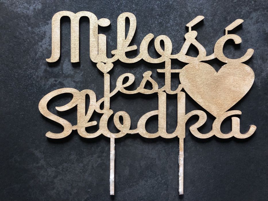 Drewniany, pozlacany topper