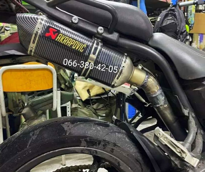 Глушитель прямоток Акрапович с дб киллером на мото 47 см выхлоп банка