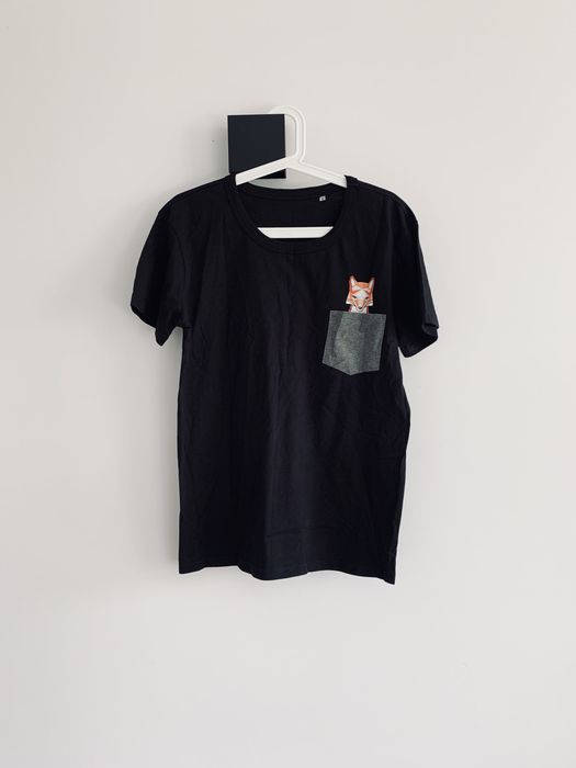Koszulka tshirt pokety kieszonka basic czarna wzór