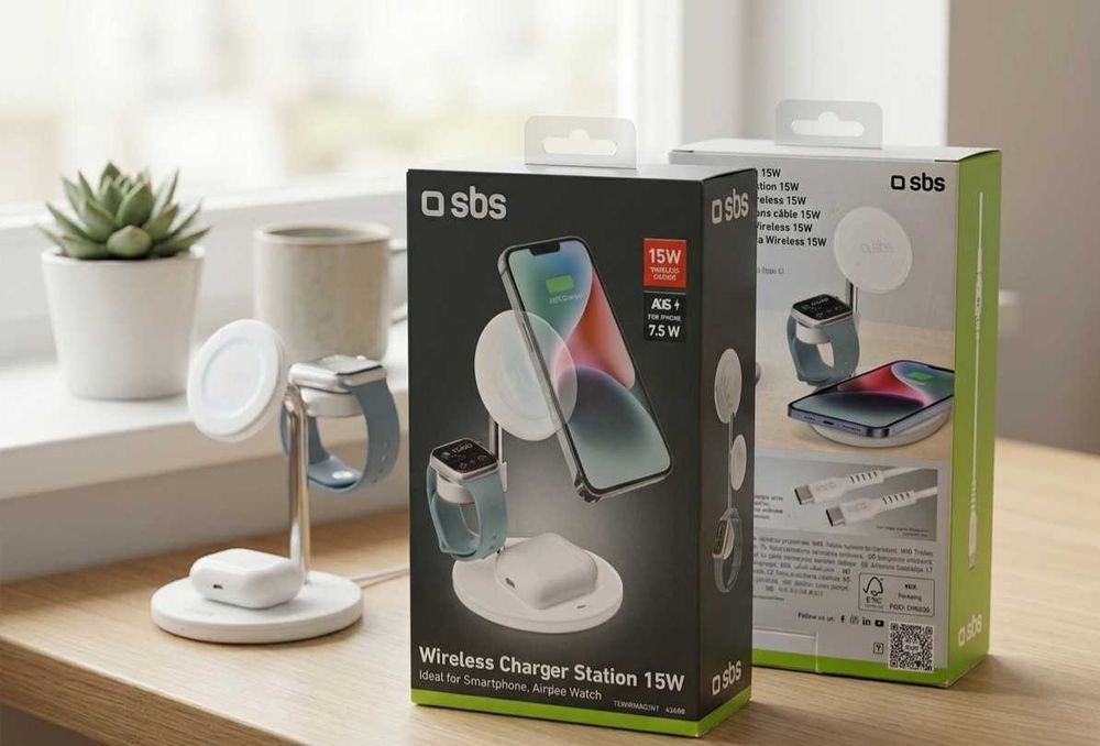 Ładowarka bezprzewodowa SBS 3w1 Wireless Charger Station 15W – NOWA!