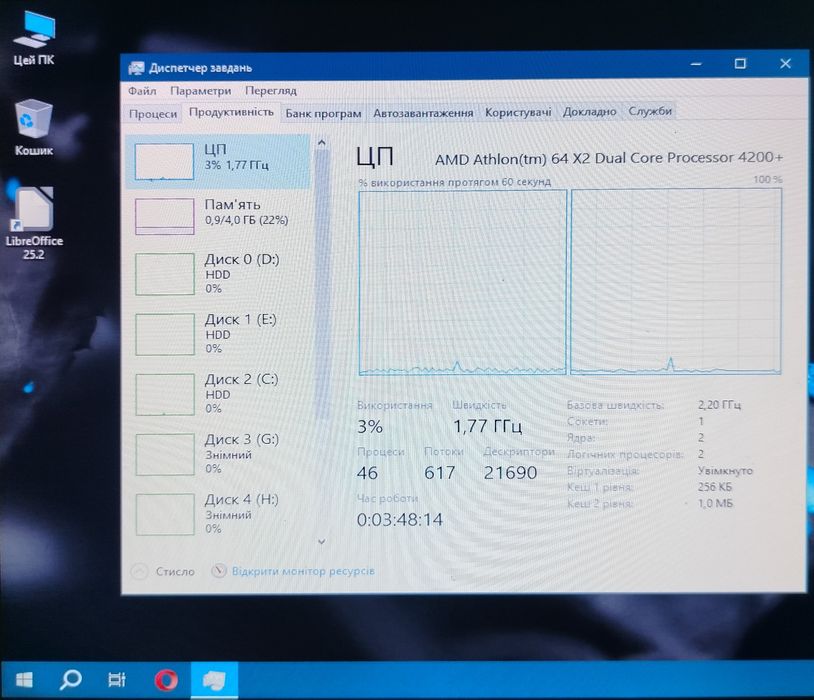 Комп'ютер Athlon 64 x2 4200+ (AM2), 4GiB