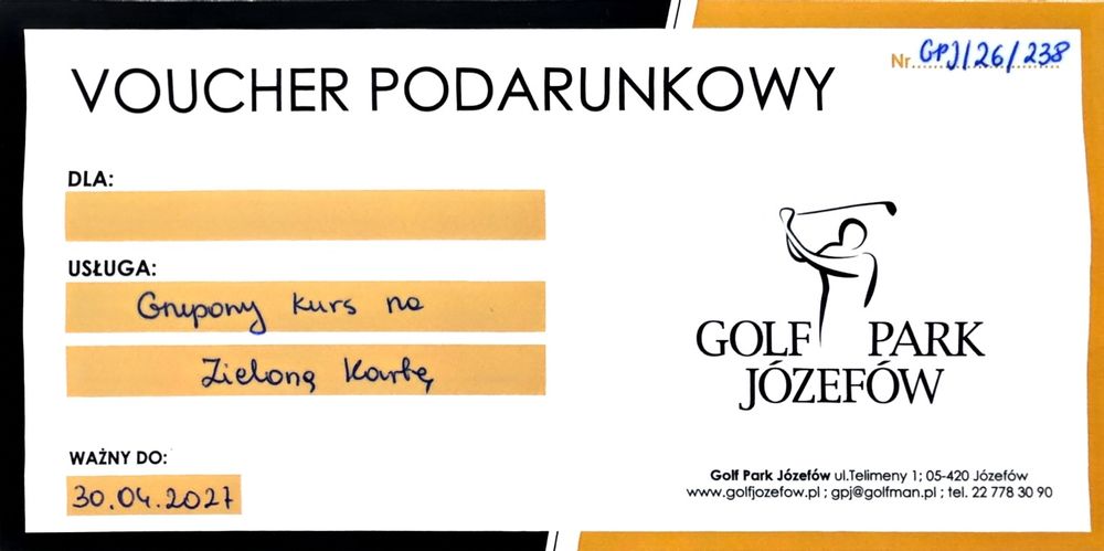 Voucher podarunkowy golf Józefów prezent