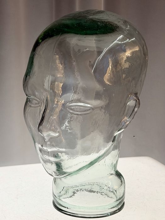Designerska Szklana Transparentna Głowa Vintage Włochy lata 1970te Top