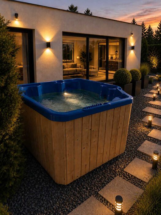 NAROŻNE całoroczne jacuzzi 5 os basen balia masaż pokrywa LED sauna transport