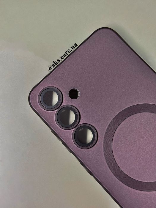 Бордовий марсала силіконовий чохол MagSafe з лінзами Samsung A/S/Note