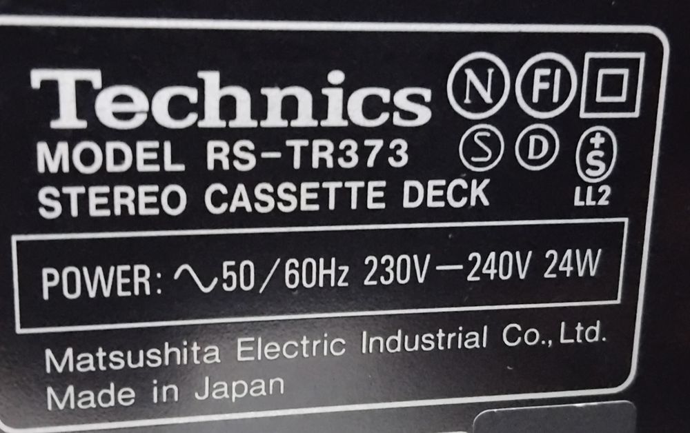 TECHNICS deck cassettes RS-TR373