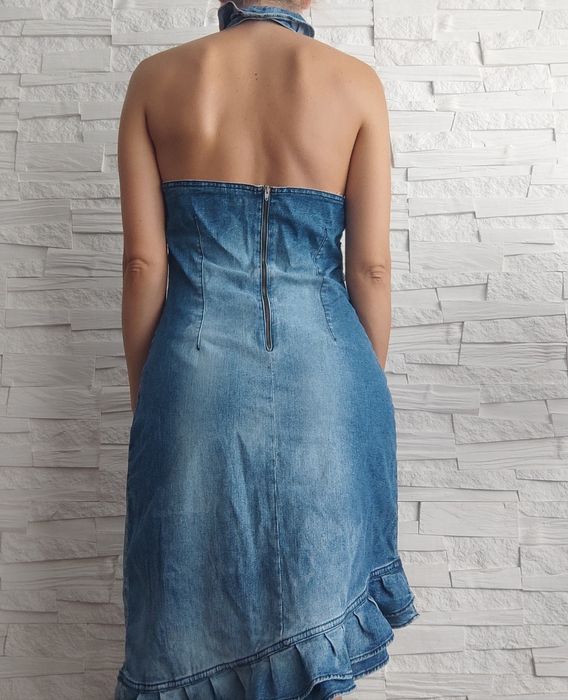 Dżinsowa sukienka MIDI falbanka rozmiar M