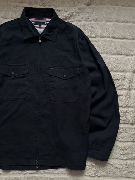 Tommy Hilfiger (L) Overshirt Linen лляна овершот сорочка чоловіча синя