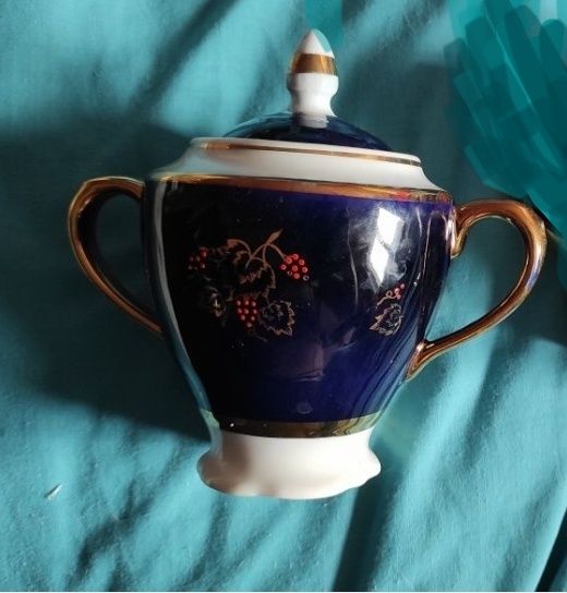 Цукорниця, чашки , Калина, кобальт, синий, сахарница