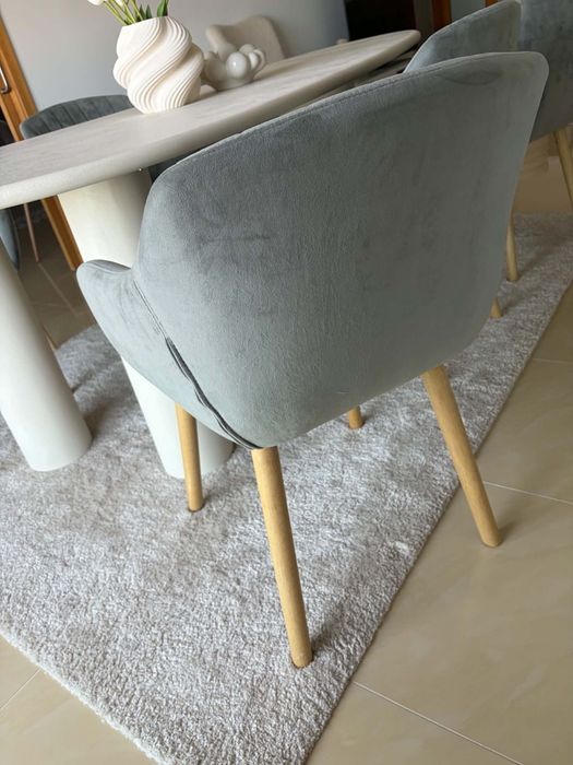 Conjunto de 6 cadeiras de veludo cinzentas claras
