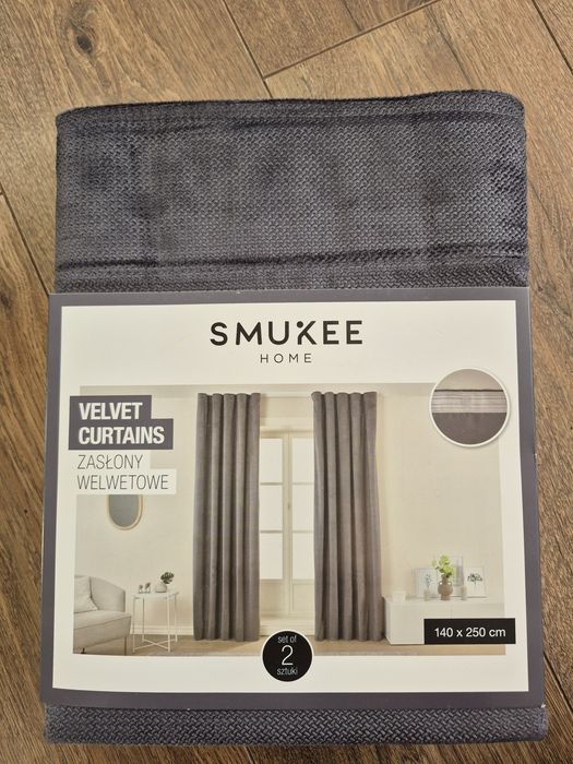 3 komplety Zasłony welwetowe smuke 2 szt. Siwe szare