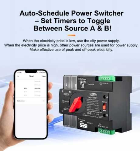 Chave de Transferência Inteligente ewelink Wifi 125A 230VAC