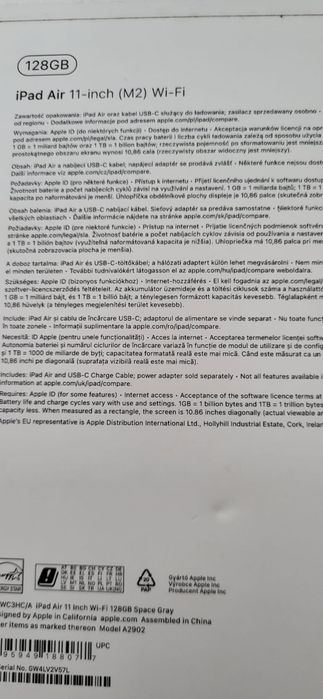 APPLE iPad Air 11 - inch (M2) 2024 Gwiezdna Szarość