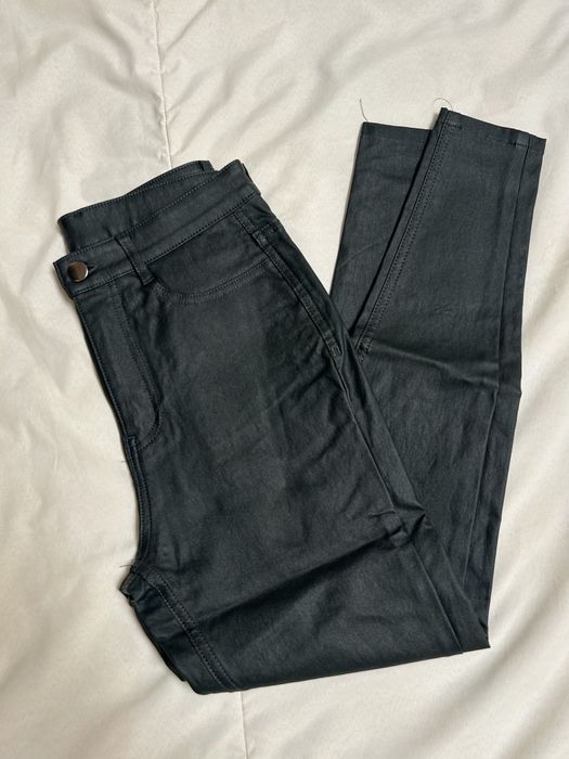 Calças napa verde escuras