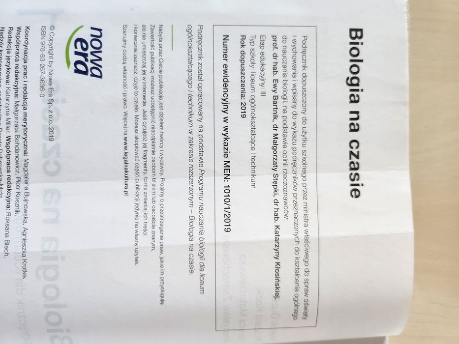 Biologia na czasie 1,zakres rozszerzony  LO I Technikum