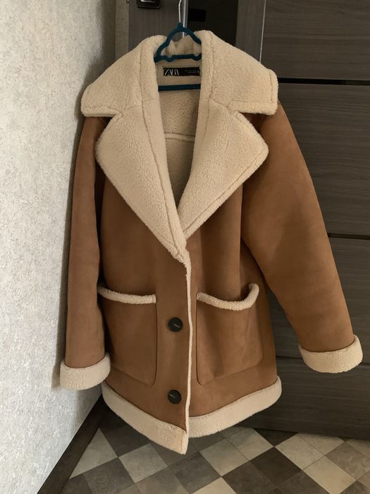 Коричнева рижа Дубльонка дубленка дублянка шуба зара zara