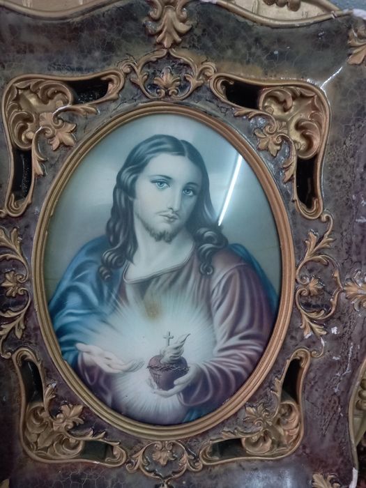 Quadro muito antigo sagrado coração de Jesus