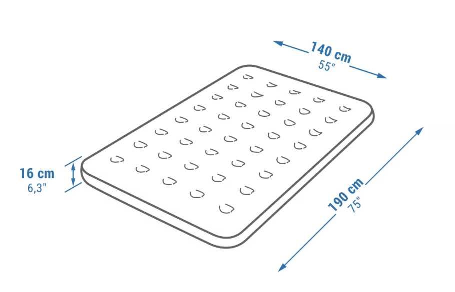 Colchão Insuflável de Campismo 2 Pessoas – 190 x 140 cm