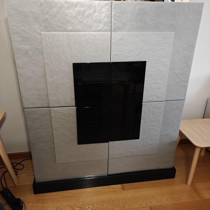 Móvel de sala moderno em preto e prata, alto brilho