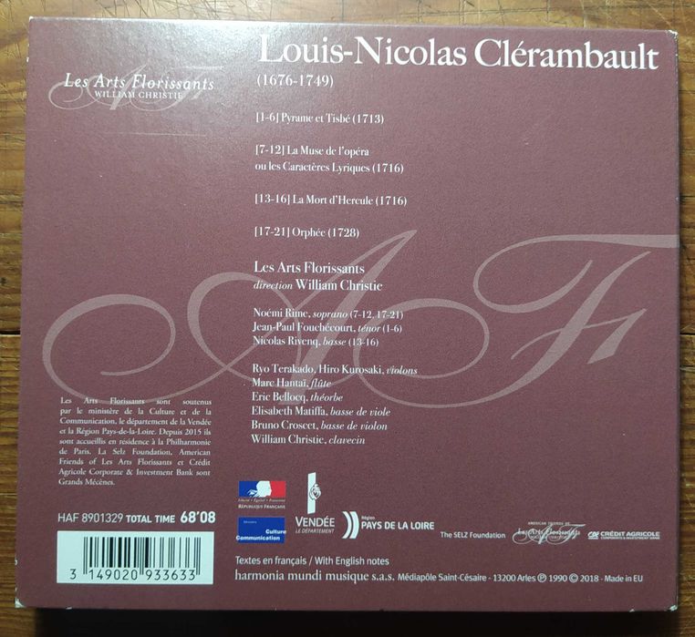 Clérambault - Cantates (Wiliam Christie) CD Harmonia Mundi