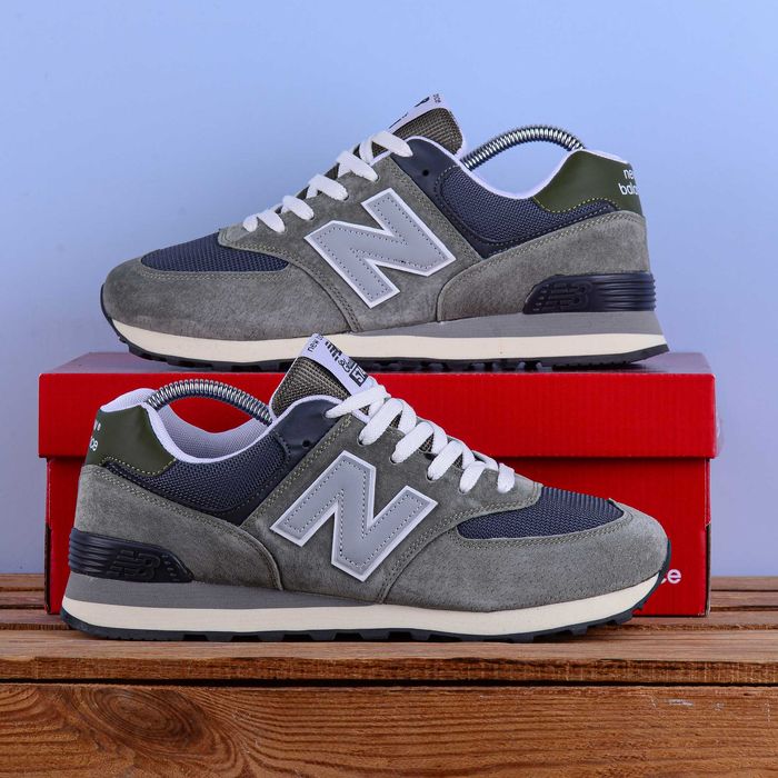 (2392) Акція! Кросівки New Balance 574 хакі з сірим (41-46) нб NB ню беленс