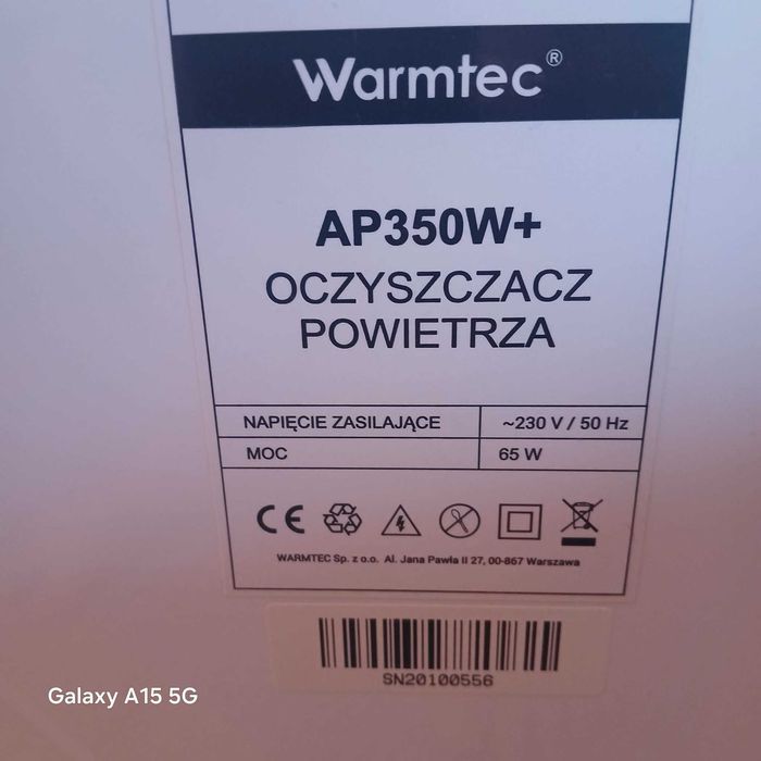 oczyszczacz powietrza Warmtec AP350W+,