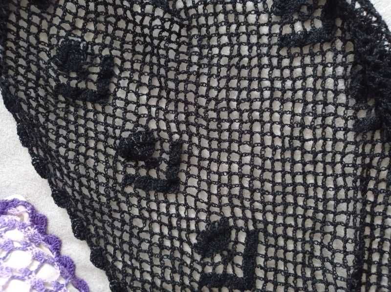 Nowy czarny szalik robiony na szydełku hand made kod587