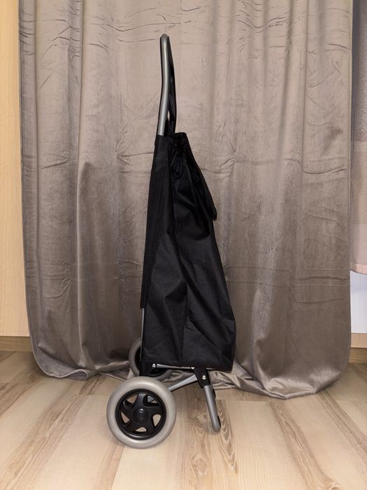 Сумка-візок складна на колесах 27л водовідштовхувальна чорна