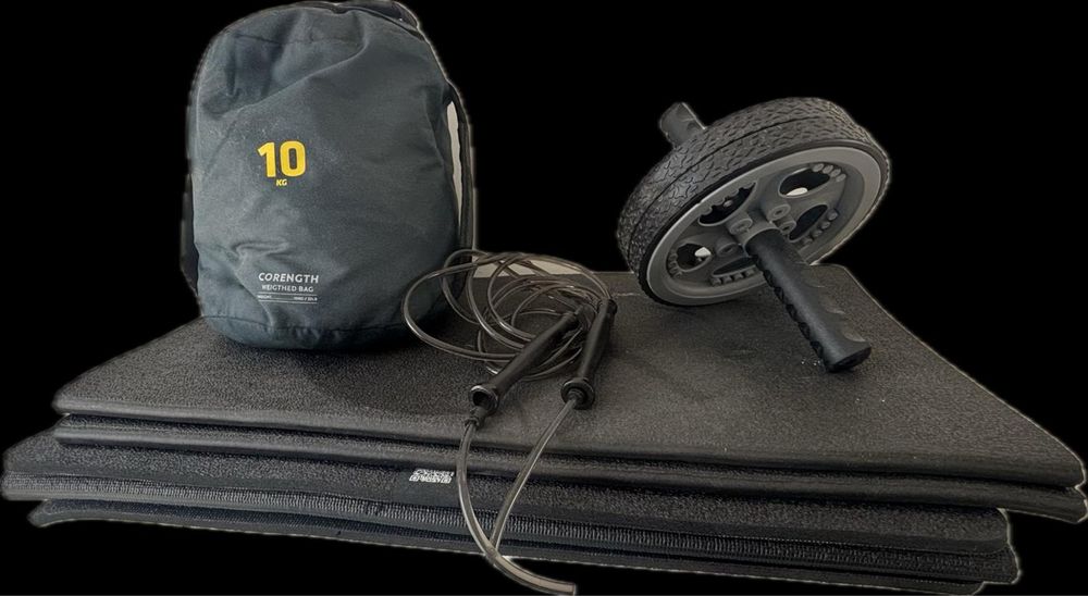 Acessorios para treino tapete peso corda abdominal