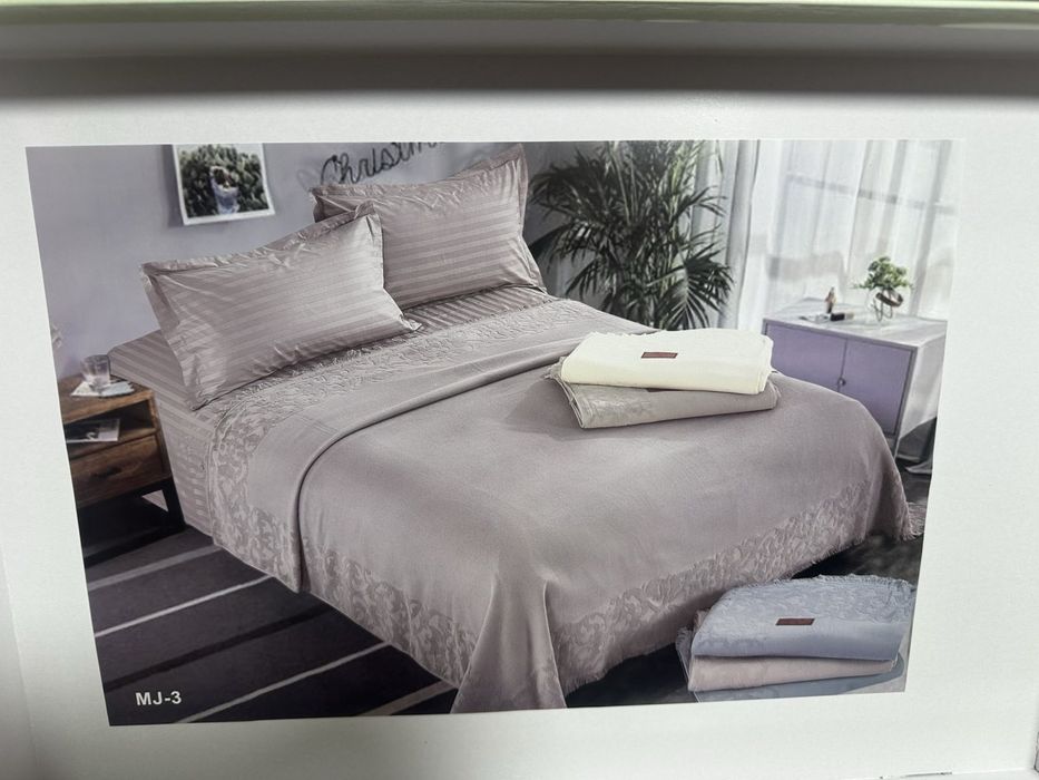 Ексклюзивні натуральне махрові-сатинові комплекти білизни з покривалом