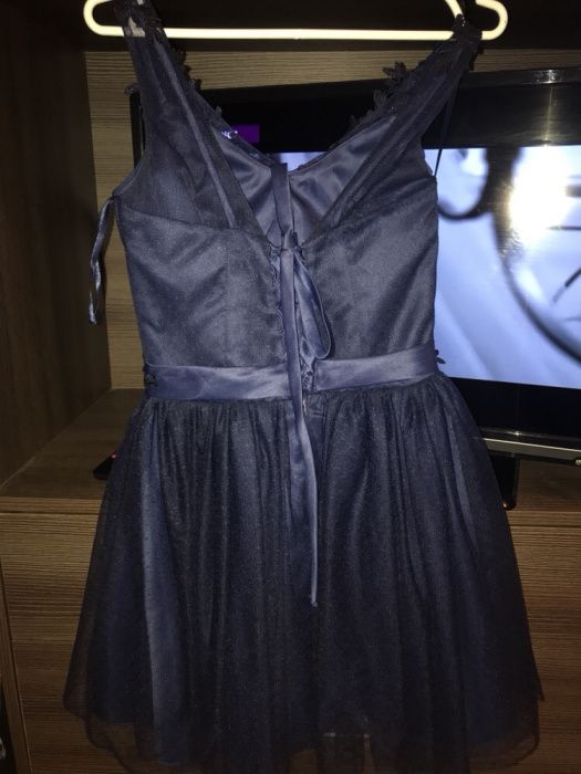 Sukienka granatowa księżniczka gorset