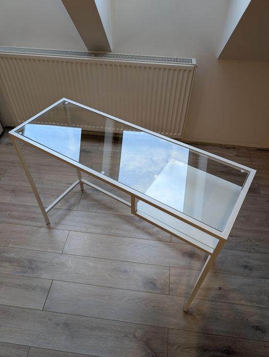 IKEA VITTSJÖ Stolik na laptop, biały/szkło, 100x36 cm Toaletka
