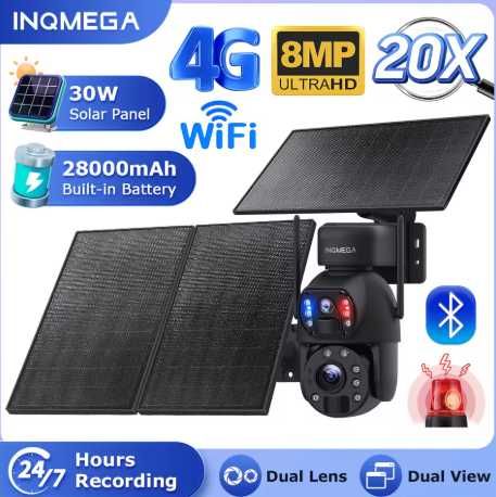 Камера видеонаблюдения Wi-Fi с солнечными панелями, поворотная INQMEGA