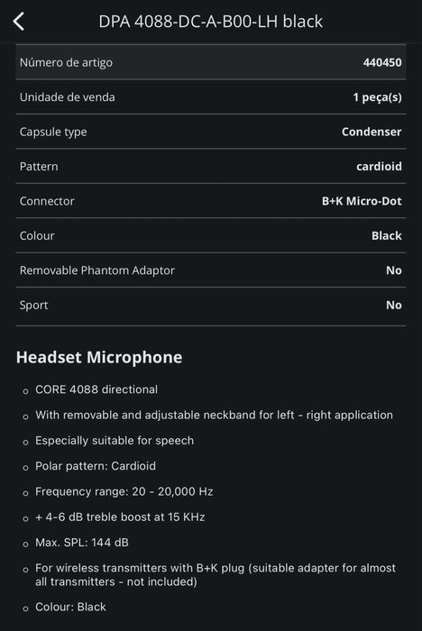 Microfone DPA 4088 Black