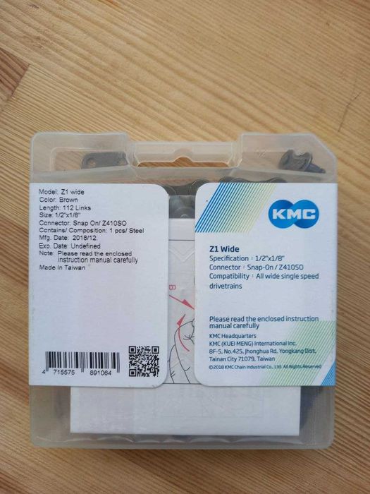 Велосипедний ланцюг KMC Z1 WIDE 1 швидкість + замок