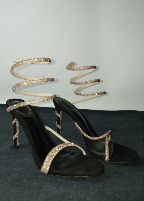 Туфлі в стилі rene caovilla, туфлі зі змійками. Блискучі туфлі.