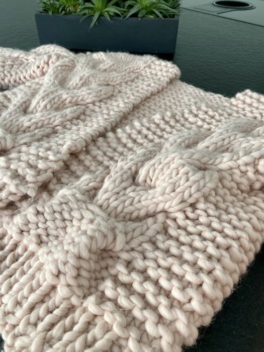 Sweter handmade bomber cable Wool - 100% wełna z warkoczem