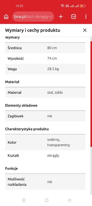 Okrągły stół szklany