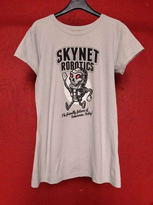 Bawełniany T-shirt Skynet Robotics koszulka Terminator bluzka robot męski tshirt z nadrukiem z Terminatora