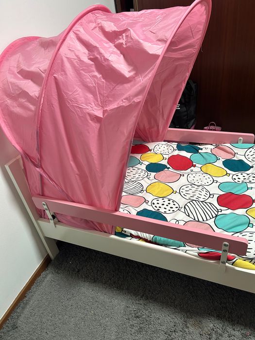 Cama criança Ikea Kritter +estrado + colchão + duas barras de proteção