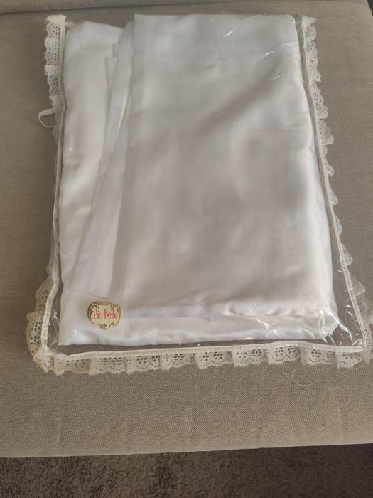 Jogo de Lençóis PIUBELLE em cetim branco com Renda para cama de casal – NOVO