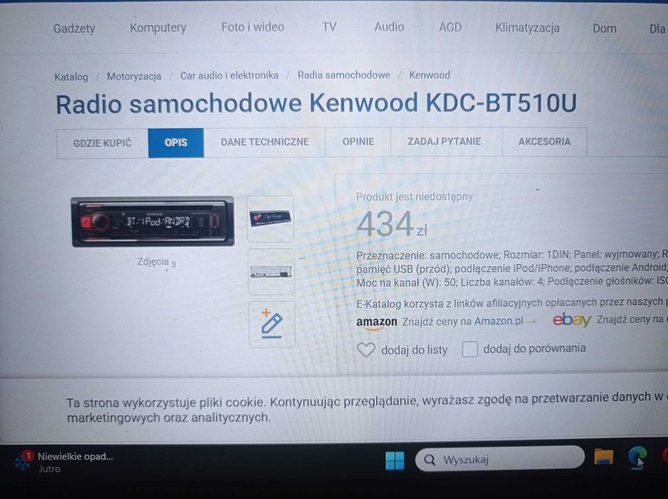 Radio Samochodowe KENWOOD BLUETOOTH MP3 AUX USB Sterowaniem Subem