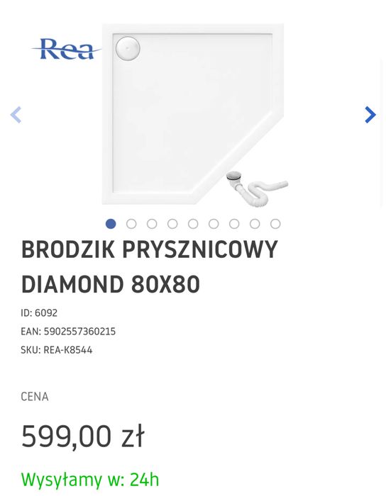 Brodzik prysznicowy pięciokątny Rea Diamond 80x80) (REA-K8544)