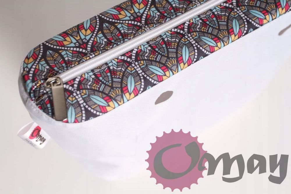 organizer OBAG MINI +OPASKA mozaika róż turkus żółty 2 kieszenie OMAY