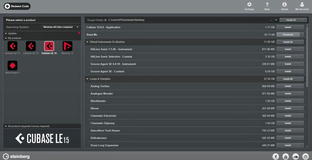 Steinberg CUBASE 15 LE - Najnowszy DAW + 33GB DODATKÓW
