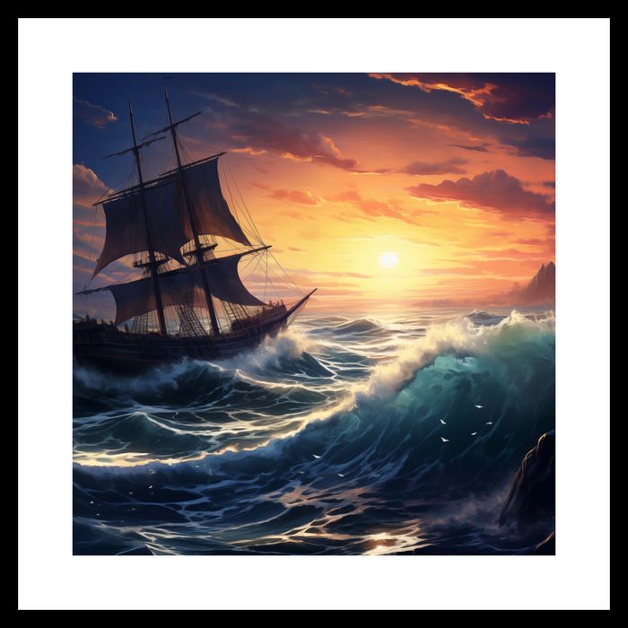 Plakat 40x40cm Wzburzone Fale Oceanicznej Przeprawy